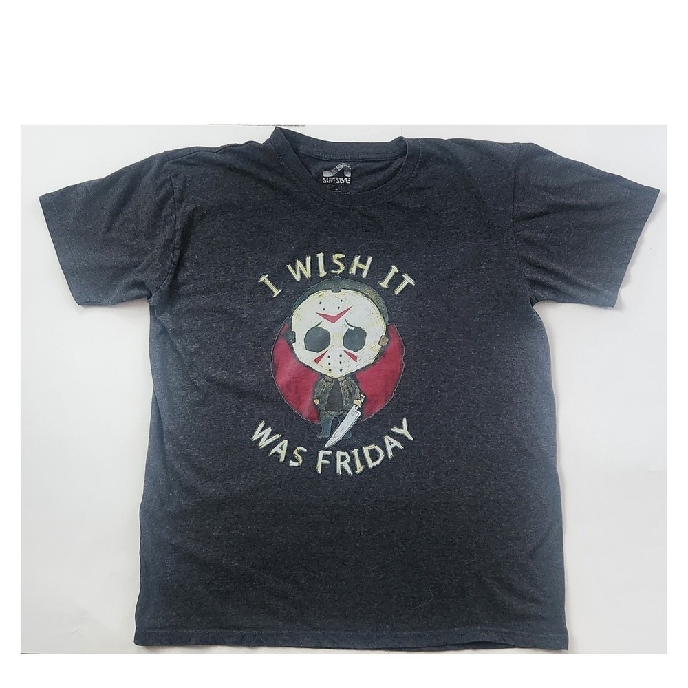 Surf Style Jason Voorhees T-Shirt Mens L Charcoal Gray Excellent Graphic Tee